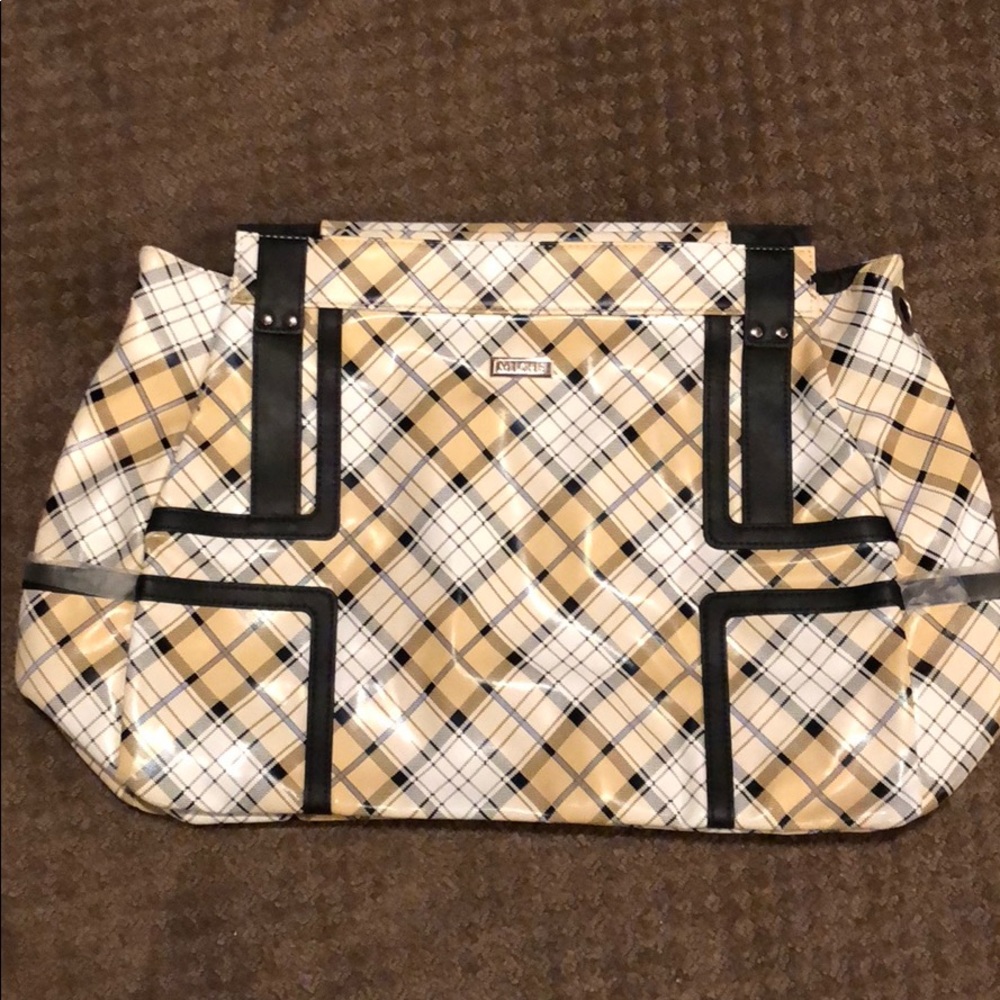 Miche prima shell Robin tan white black plaid